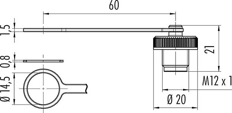 Scale drawing Protecting cap, IP67