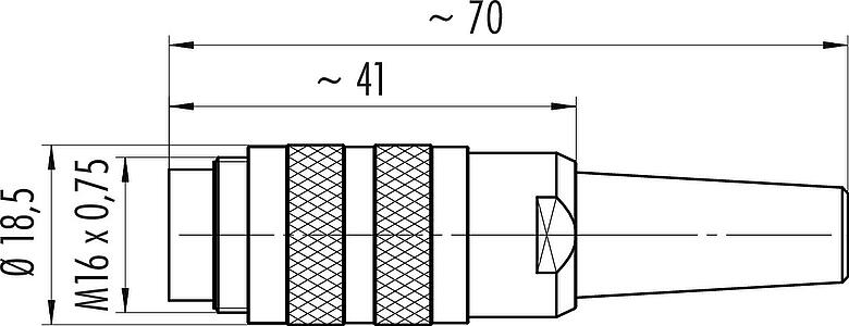 比例图 M16 直头针头电缆连接器, 极数: 8 (08-a), 6.0-8.0mm, 可接屏蔽, 压接(压接触点必须单独订购), IP40