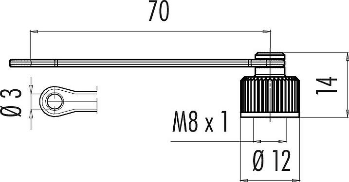 Scale drawing Protecting cap, IP67, with retaining strap