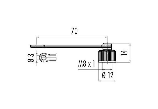 Scale drawing 08 2842 000 000 - M8 / AS-Interface - Protection cap for flange plug; Series 718/772/775/768