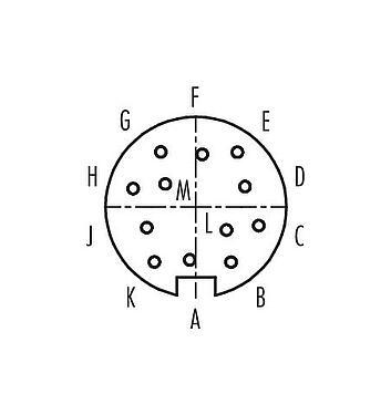 联系安排 (外掛程式側) 09 0332 65 12 - M16 孔头法兰座, 极数: 12 (12-a), 非屏蔽, THT, IP40, 板前安装