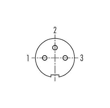 Contact arrangement (Plug-in side) 99 0976 100 03 - Bayonet Female cable connector, Contacts: 3, 3.0-4.0 mm, unshielded, solder, IP40