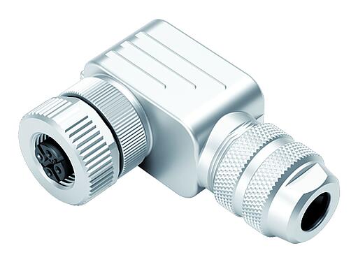 Illustration M12 Female angled connector, Contacts: 4, 6.0-8.0 mm, shieldable, screw clamp, IP67, UL 2238, iris spring