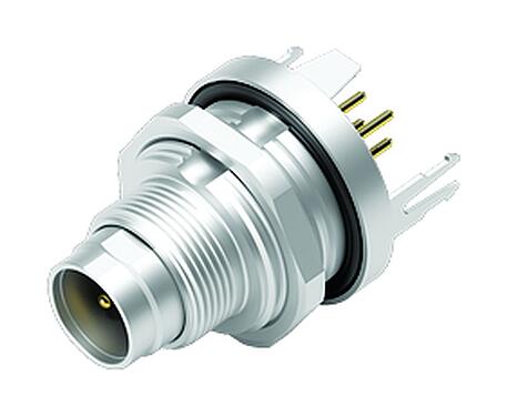 Illustration 09 0411 30 04 - M9 Male panel mount connector, Contacts: 4, shieldable, THT, IP67, Front mounting