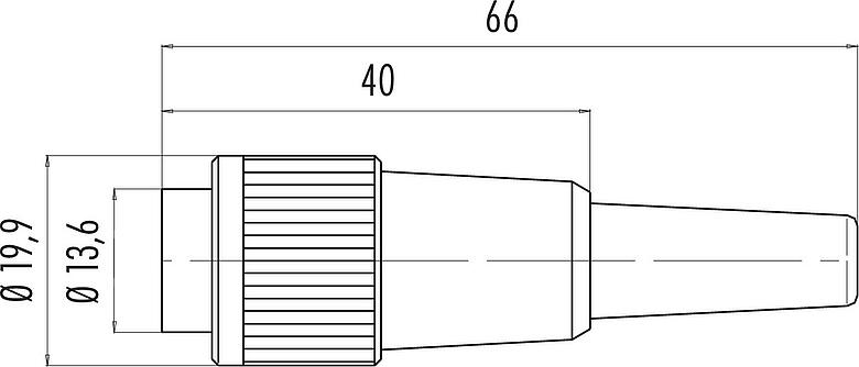 Scale drawing Bayonet Male cable connector, Contacts: 7, 3.0-6.0 mm, unshielded, solder, IP40