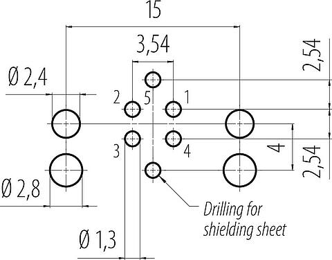 Conductor layout M12 Male angled panel mount connector, Contacts: 5, unshielded, THR, IP67, UL 2238, Rear mounting, two-part design