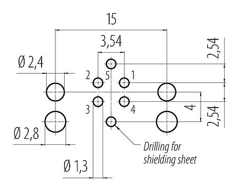 Conductor layout M12 Male angled panel mount connector, Contacts: 5, unshielded, THR, IP67, UL 2238, Rear mounting, two-part design
