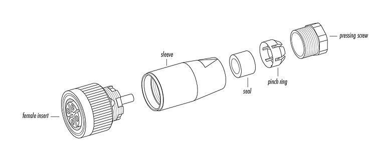 항목 설명 99 0440 16 04 - M18 케이블 소켓, 콘택트 렌즈: 4, 10.0-12.0mm, 차폐되지 않음, 나사 클램프, IP67