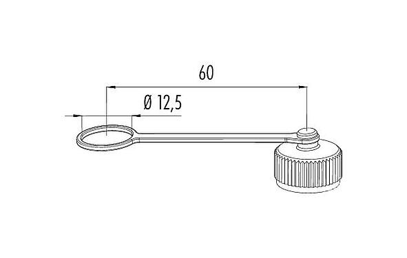 Scale drawing Protecting cap, IP67, with retaining strap