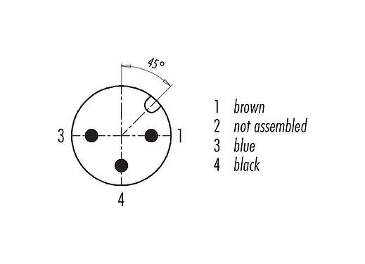 Contact arrangement (Plug-in side) M12 Male cable connector, Contacts: 3, unshielded, moulded on the cable, IP68/IP69K, UL 2238, PUR, black, 3 x 0.34 mm², 5 m