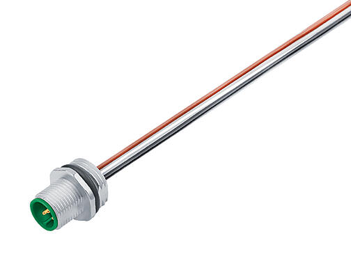 Illustration M12 Male panel mount connector, Contacts: 4, unshielded, single wires, IP68, UL 2238, M16x1.5, Front mounting