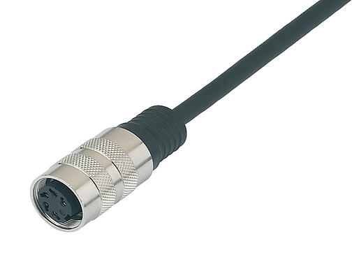 插图 79 6130 20 12 - M16 直头孔头电缆连接器, 极数: 12 (12-a), 屏蔽, 预铸电缆, IP67, TPE-U (PUR), 黑色, 12x0.25mm², 2m