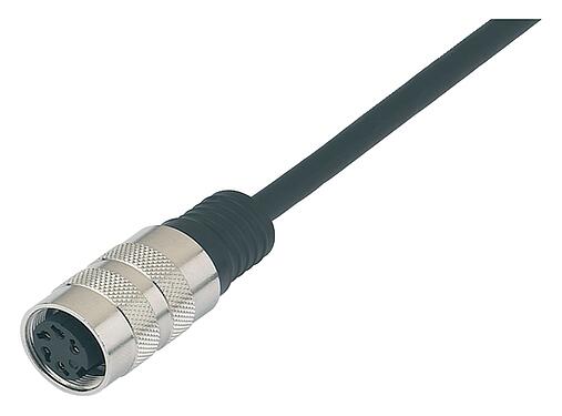 Illustration M16 Female cable connector, Contacts: 8 (08-a), unshielded, moulded on the cable, IP67, PUR, black, 8 x 0.25 mm², 2 m