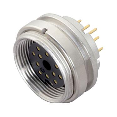 Illustration M16 Female panel mount connector, Contacts: 24, unshielded, THT, IP40, M18x0,75, Rear mounting