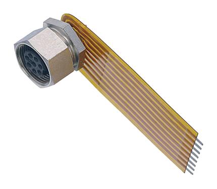 Illustration M9 Female panel mount connector, Contacts: 7, unshielded, THT, M9x0,5, Rear mounting