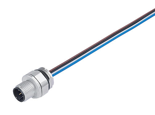 Illustration 76 0831 0111 00012-0200 - M12 Male panel mount connector, Contacts: 12, unshielded, single wires, IP68, UL, M16x1.5