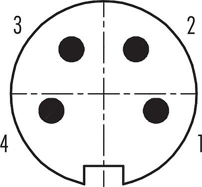 联系安排 (外掛程式側) Push Pull 针头法兰座, 极数: 4, 非屏蔽, 焊接, IP40, M21x1,0, 板前安装