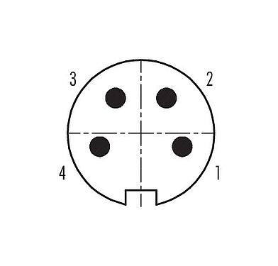 联系安排 (外掛程式側) 09 4811 80 04 - Push Pull 针头法兰座, 极数: 4, 非屏蔽, 焊接, IP67, 板前安装