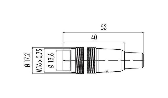 比例图 09 0305 02 03 - M16 直头针头电缆连接器, 极数: 3 (03-a), 6.0-8.0mm, 非屏蔽, 焊接, IP40