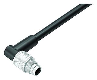 M9 Male angled connector, Contacts: 8, unshielded, moulded on the cable, IP67, PUR, black, 8 x 0.14 mm², 5 m