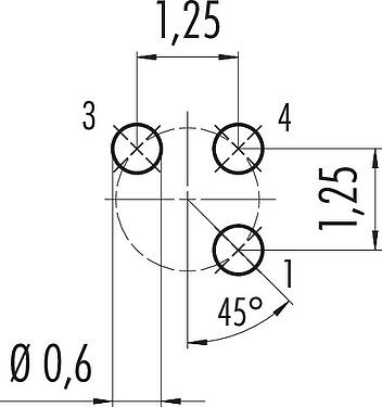 导体结构 M5 孔头法兰座, 极数: 3, 非屏蔽, THT, IP67, M5x0.5, 後壁安裝, 模压成型