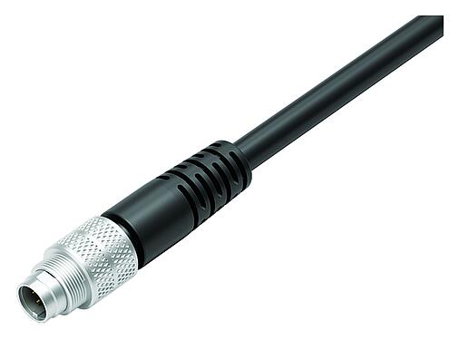Illustration 79 1425 15 08 - M9 Male cable connector, Contacts: 8, shielded, moulded on the cable, IP67, PUR, black, 8 x 0.14 mm², 5 m