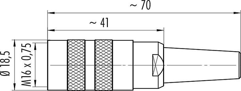 比例图 M16 直头孔头电缆连接器, 极数: 5 (05-a), 4.0-6.0mm, 可接屏蔽, 螺钉接线, IP40