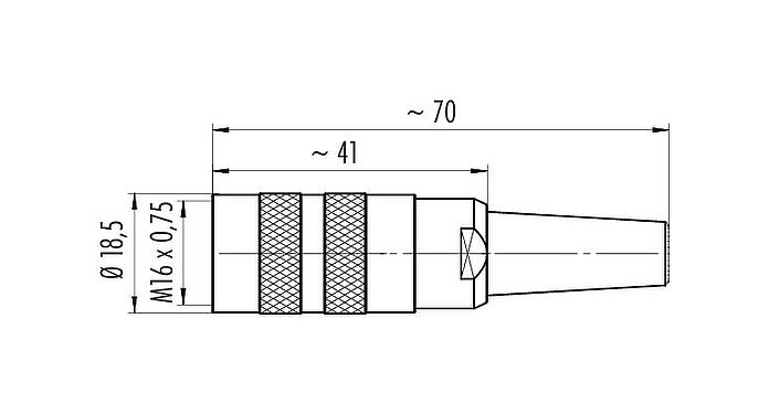 Scale drawing M16 Female cable connector, Contacts: 5 (05-a), 4.0-6.0 mm, shieldable, screw clamp, IP40