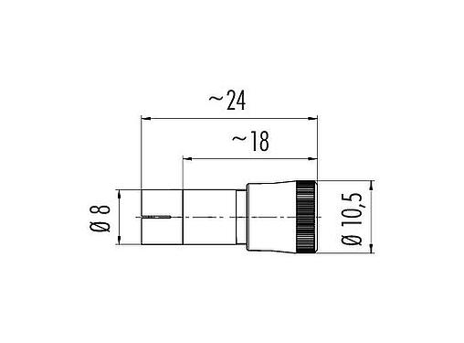 Scale drawing Snap-In Male cable connector, Contacts: 3, 4.0-5.0 mm, unshielded, solder, IP40