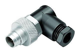 M9 Male angled connector, Contacts: 8, 3.5-5.0 mm, unshielded, solder, IP67