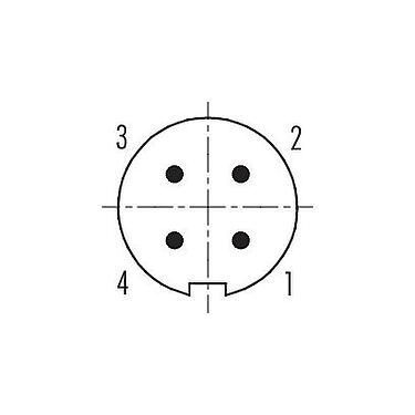 联系安排 (外掛程式側) M9 弯角针头电缆连接器, 极数: 4, 3.5-5.0mm, 非屏蔽, 焊接, IP67