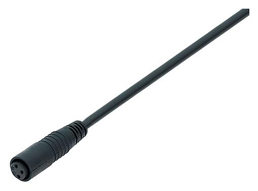 Illustration 79 3410 15 03 - Snap-In Female cable connector, Contacts: 3, unshielded, moulded on the cable, IP65, PUR, black, 3 x 0.14 mm², 5 m