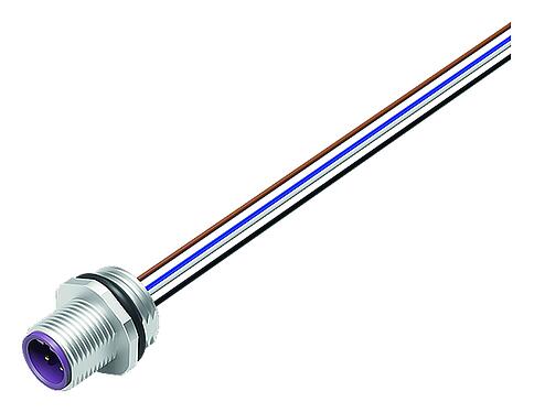 Illustration M12 Male panel mount connector, Contacts: 4, unshielded, single wires, IP68, UL 2238, M16x1.5, Front mounting