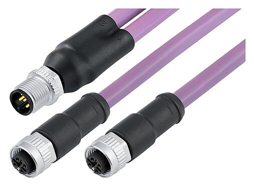 插图 77 9851 2530 50705-0200 - M12/M12,M12 带电缆双出口-2孔头带电缆连接器, 极数: 5, 屏蔽, 预铸电缆, IP67, CAN总线, PUR, 紫色, 1x2xAWG 22+1x2xAWG 24, 2m
