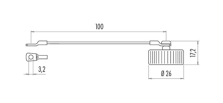 Масштабный чертеж 08 1202 001 001 - M23 - защитный колпачок для фланцевых разъемов с наружной резьбой; серия 623