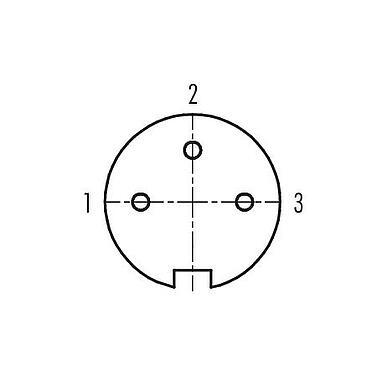 Contact arrangement (Plug-in side) 99 2006 02 03 - M16 Female cable connector, Contacts: 3 (03-a), 6.0-8.0 mm, shieldable, solder, IP40