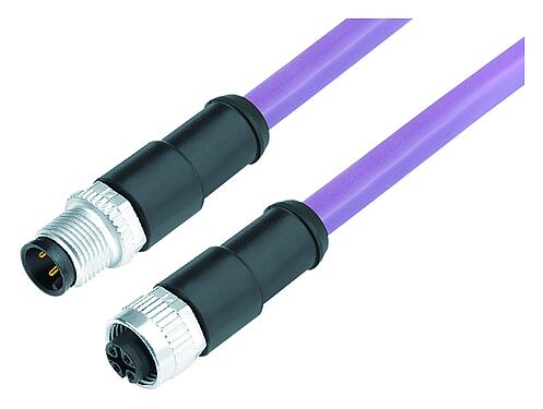 插图 M12 针头电缆连接器 - 孔头带电缆连接器, 极数: 5, 屏蔽, 预铸电缆, IP68, UL 2238, CAN总线, PUR, 紫色, 1x2xAWG 22+1x2xAWG 24, 2m