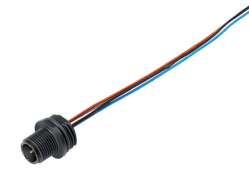 Illustration 76 4331 0011 00008-0200 - M12 Male panel mount connector, Contacts: 8, unshielded, single wires, IP67, UL, M16x1.5