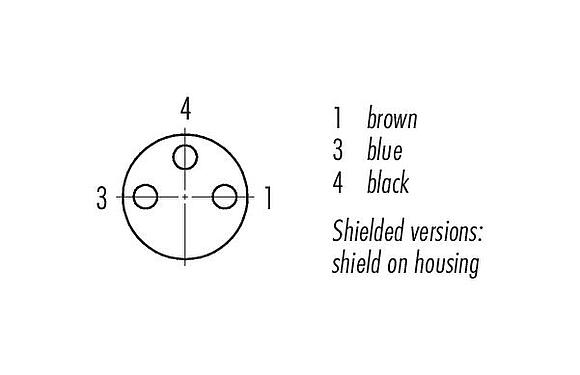 联系安排 (外掛程式側) M8 直头孔头电缆连接器, 极数: 3, 屏蔽, 预铸电缆, IP67/IP69K, PUR, 黑色, 3x0.34mm², 2m