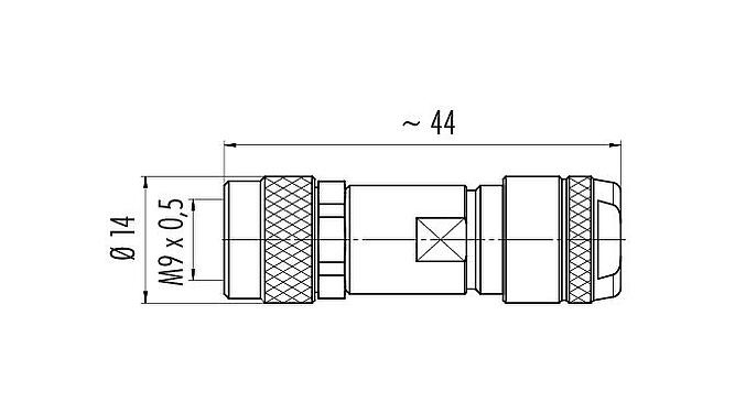比例图 M9 直头孔头电缆连接器, 极数: 2, 4.0-5.5mm, 可接屏蔽, 焊接, IP67, 鸢尾花