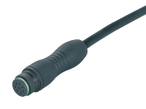 Illustration 77 6406 0000 50005-0200 - Snap-In IP67 Female cable connector, Contacts: 5, unshielded, moulded on the cable, IP67, PUR, black, 5 x 0.75 mm², 2 m