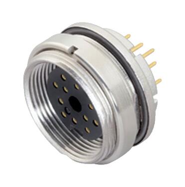 Illustration M16 Female panel mount connector, Contacts: 19 (19-a), unshielded, THT, IP67, UL 2238, M18x0,75, Rear mounting