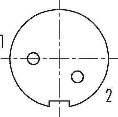 Contact arrangement (Plug-in side) M9 Female angled connector, Contacts: 2, 3.5-5.0 mm, shieldable, solder, IP67