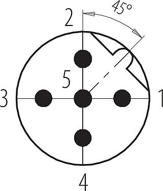 联系安排 (外掛程式側) M12 直头针头电缆连接器, 极数: 5, 5.0-8.0mm, 可接屏蔽, 笼式弹簧, IP67, 鸢尾花