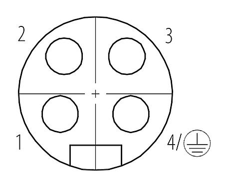 联系安排 (外掛程式側) 7/8" 直头孔头电缆连接器, 极数: 3+PE, 6.0-8.0mm, 非屏蔽, 螺钉接线, IP67, UL 2238, VDE