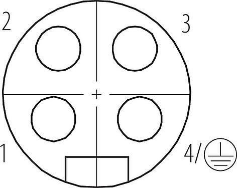 Contact arrangement (Plug-in side) 7/8" Female angled connector, Contacts: 3+PE, 10.0-12.0 mm, unshielded, screw clamp, IP67, UL 2238, VDE