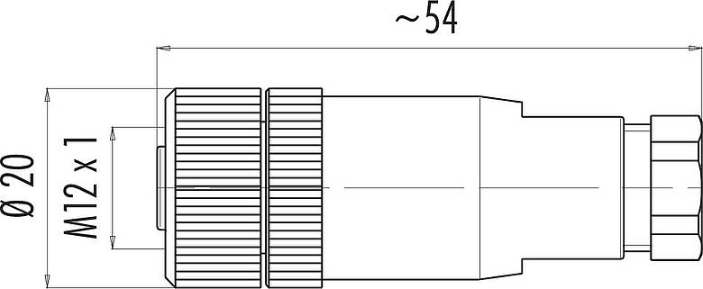 比例图 M12 直头孔头电缆连接器, 极数: 5, 6.0-8.0mm, 非屏蔽, 螺钉接线, IP67, UL 2238, PG 9