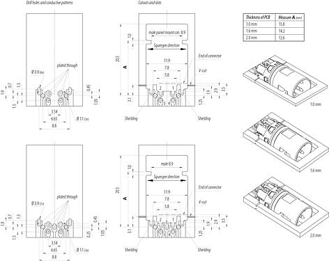 Assembly instructions M12 Male receptacle, Contacts: 4, shielded, THR, IP68 plugged and locked, Front mounting, angled, for centered PCB mounting