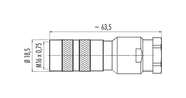 Scale drawing 99 5830 15 12 - M16 Female cable connector, Contacts: 12 (12-a), 8.0-10.0 mm, shieldable, solder, IP67, UL