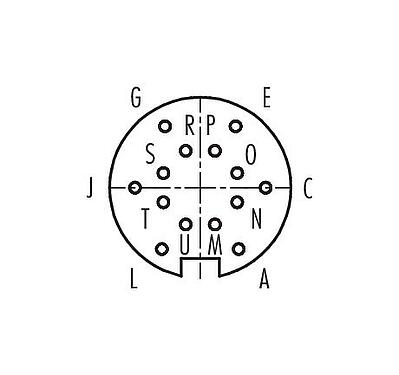 Contact arrangement (Plug-in side) 99 2034 00 14 - M16 Female cable connector, Contacts: 14 (14-b), 4.0-6.0 mm, shieldable, solder, IP40